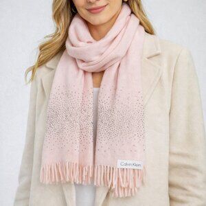 *NWT* Calvin Klein Blush Pink Rhinestone Scarf Sparkle Fringe Wrap Soft & Luxe‎